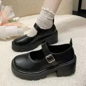 둥근 통굽 앞코 키높이 메리제인 여자 슈즈 버클 구두 여성구두 버클통굽 통굽구두 힐구두
