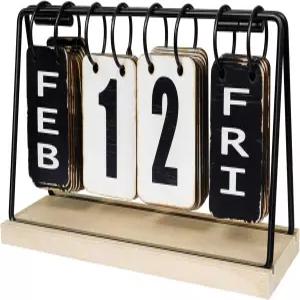 나무 책상 달력 2025 2026 스탠딩 플립 대형 디스플레이가 있는 빈티지 퍼페셜 홈 오피스 장식용 데일리