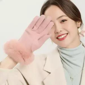 WL 글로지 울 캐시미어 토끼털 트리밍 터치가능 여성 장갑