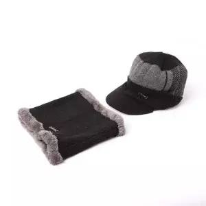 TBZ 따듯한겨울 베이스 넥워머 챙모자세트 블랙 목도리