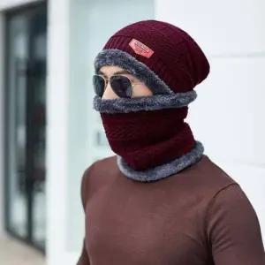 TBZ 따듯한 레이크 넥워머 비니세트 와인 방한넥워머 목도리