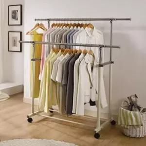 2단바퀴행거 2단 이동식행거 옷걸이행거 철제행거 스텐드행거 1P