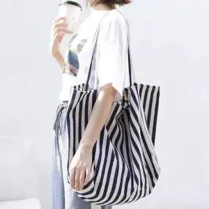 여자 스트라이프 데일리 에코백 캐쥬얼 숄더백 외출