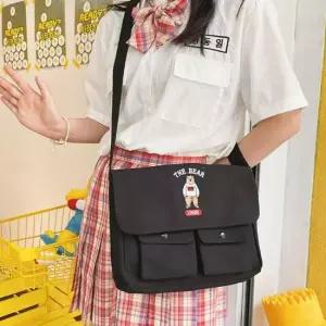 러블리 곰돌이 자수 포인트 투포켓 크로스백 크로스백