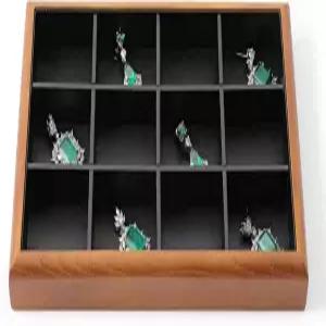 Oirlv 솔리드 우드 12 그리드 주얼리 정리함 반지 귀걸이 보관 디스플레이용 트레이 서랍 블랙