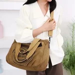 브라운 여자 대학생 가방 숄더백 여성가방 백 캔버스 보부상가방 휘뚜루마뚜루
