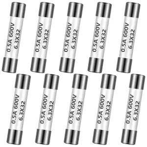 킹더 10개 0.5A 600V DMM 고속 블로우 액션 500mA 멀티미터 퓨즈 황동 세라믹 6.3 x 32mm