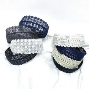 여름 와이드 자수밴드 꽃밴드 레이스모던 헤어리본 패턴머리띠 고급스러운헤어밴드