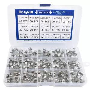 300 Pcs 15 Values 5 x 20mm Fast-Blow Glass Fuse Assortment 250V 0.1A/ 0.25A/ 0.2A/ 0.5A/ 1A/ 1.5A/