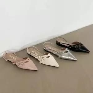 크로스 스트랩 스틸레토 슬링백 여성 플랫 로우라인 슈즈 디자인 6SS