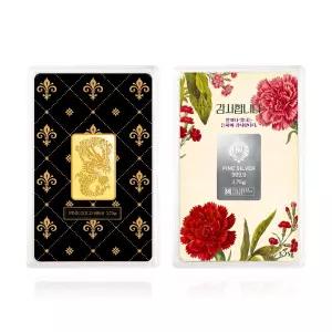 골드앤 24K 순금 로얄 청룡 프레스 골드바 3.75g + 순은 카네이션 실버바 3.75g