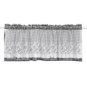 주방 블랙체크 바란스 커튼 가림막커튼 150x45cm 주방 커튼