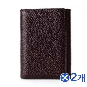 TBZ 똑딱이 심플 소가죽 카드지갑 브라운x2개 학생지갑