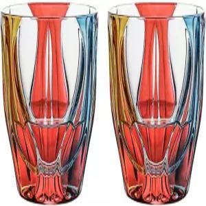 MagCOLOR 핸드 페인팅 크리스탈 컬러풀 위스키 잔 세트 2 11온스 올드 패션 드링킹 유리 제품 프리미엄