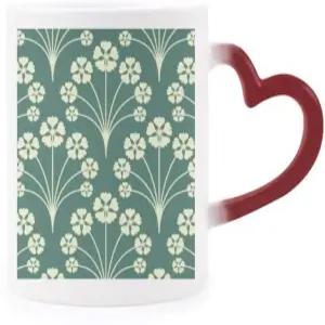 그린 화이트 스타 플라워 장식 열 감지 머그 레드 색상 변경 석기 컵