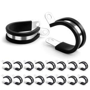 10피스 케이블 클램프 304 스테인레스 스틸 고무 쿠션 절연 와이어 라인 튜브 파이프 고정 브래킷 금속 클