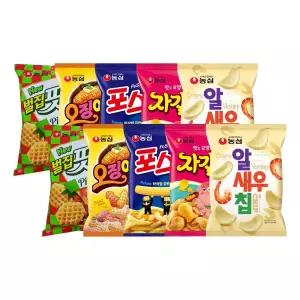 농심 자갈치, 90g, 2개 + 오징어집, 78g, 2개 + 알새우, 68g, 2개 + 포스틱, 84g, 2개 + 벌집핏자, 90g, 2개