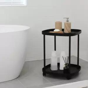 로엠가구 리티 이동 선반 바퀴달린 보조 수납 2단 미니 침대 협탁