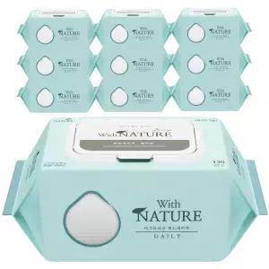 위드네이쳐 데일리 캡형 아기 물티슈 120매 10팩 순한물티슈 대용량 엠보싱 인공향무첨가