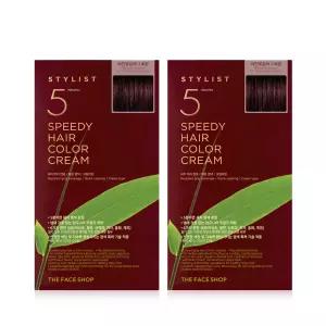 [2ea] 더페이스샵 스타일리스트 5분 스피디 헤어 컬러크림 와인빛갈색