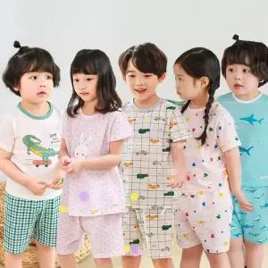 여름 내의 내복 반팔 실내복 남아 여아 어린이 자카드 5부 실내복