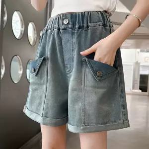 롤업밴딩반바지 여아청반바지 주니어 숏팬츠 아동 데님 바캉스 초등생 팬츠 여름