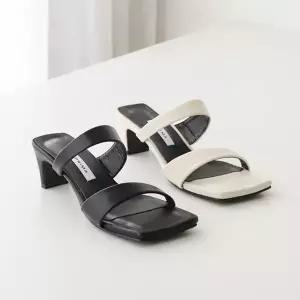 [하프클럽/]국내제작 각코 투 스트랩 미들굽 통굽 뮬 슬리퍼힐