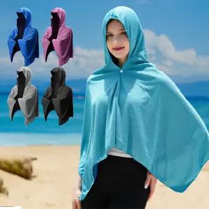 대형 비치 후드 타올 스포츠 쿨 바라클라바 여름 해변 물놀이 수영 냉감 극세사 판초 타월 얼굴 햇빛가리개