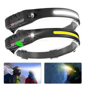 자동차 수리 LED 작업 조명 COB 전조등 웨이브 센서 3 조명 모드 야간 등산 캠핑 USB 충전식 헤드 라이트