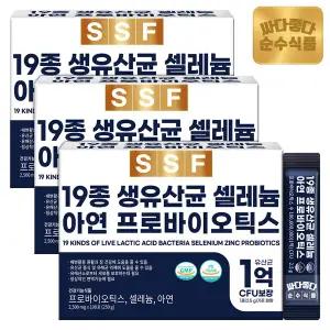 순수식품 19종 생유산균 프로바이오틱스 3박스(300포) / 셀레늄 프리바이오틱스 치커리뿌리