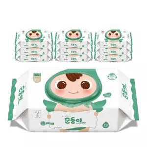 순둥이 로하스 대용량 휴대용 아기물티슈 캡형 75gsm 10세트 70매