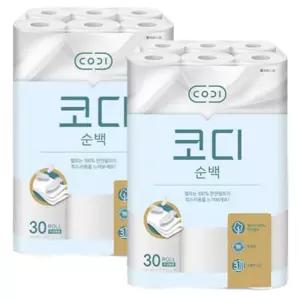 코디 천연펄프 순백 30m 30롤, 2개