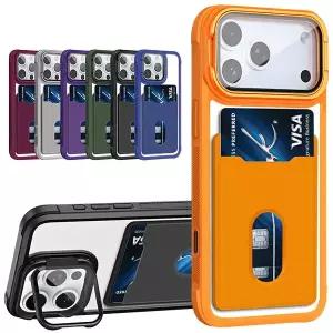 [수나르]아이폰17 16 15 14 13 12 11 플러스 에어 프로 맥스 카드수납 카메라 풀커버 거치대 투명 케이스