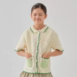 커버낫 키즈 [택가 129000원]클로버 크로쉐 반팔가디건 아이보리 CK2502CD63IV
