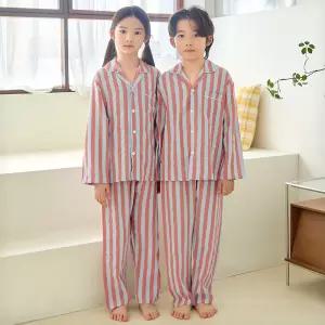 핑코코 4148 스카이블 스트라이프 국산 아동&주니어잠옷 세트
