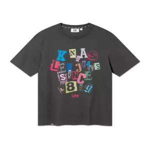 LEE 레터 콜라쥬 반팔 티셔츠 챠콜 LE2602ST12 CH