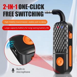 2in 1 블루투스 5.4 오디오 송수신기 3.5mm AUX 잭 비행기 무선 어댑터 마이크 TV 차량용 키트 스피커 PC