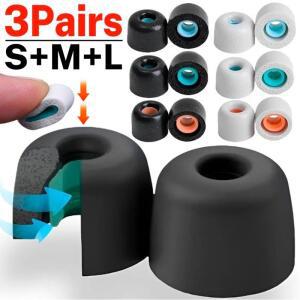 소니호환 WF-1000XM4 교체용 메모리 폼 팁 미끄럼 방지 보호 슬리브 이어 캡 무선 이어폰 S M L 3 쌍 듀얼