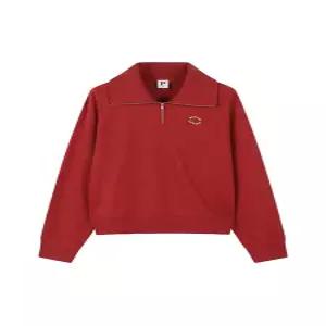 여성 소프트테리 하프집업 크롭 맨투맨_PHE3TR2030