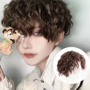 [셀러에이드]남성 통가발 웨이브 펌 정수리 앞머리 미용 장발