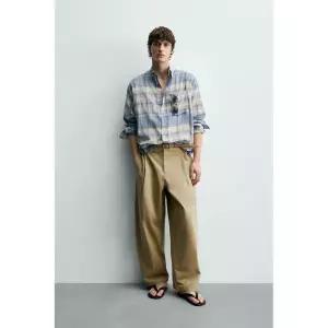 ZARA 릴렉스핏 체크 셔츠 - 그레이 / 블루 611093