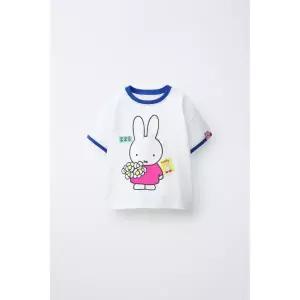 국내배송 ZARA 자라 아동 키즈 주니어 콘트라스트 미피 실켓 티셔츠 화이트 5643650250 1917239