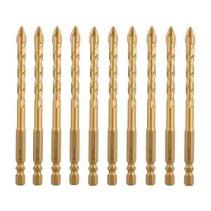 망고테크 고강도 티타늄 만능 드릴 비트 8MM 10P 세트 멀티 육각 임팩 화살촉 포세린 타일 대리석 아트월 콘크리트 십자