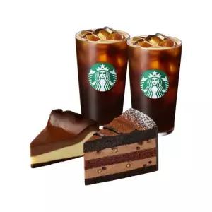 [스타벅스] [진한 감사의 마음] 아이스 카페 아메리카노T 2잔+바스크초코치즈케이크+초콜릿크런치케이크