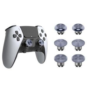 [미국배송] PS5 엣지 컨트롤러용 참 포커스 메탈 썸스틱 듀얼 센스 스틱 모듈용 아날로그 썸스틱 캡 교체 키트 조이스틱 6개 건메탈