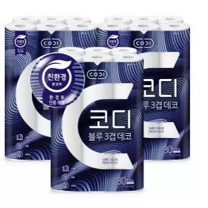 코디 블루 3겹 데코 화장지 27m 30롤 3팩