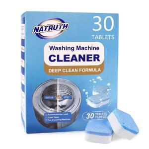 NATRUTH 30팩 세탁기 클리너 정제, 고체 딥 클리닝 내부 드럼 청소 및 세탁 욕조 밀봉