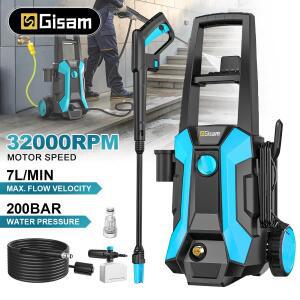 고압세척기 2200W 200Bar 올인원 조절식 노즐 및 8m 호스 포함, 자동차, 진입로, 파티오, 울타리 청소용 제