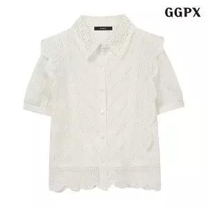 펀칭 레이스 카라 블라우스 (GPBBA001D)