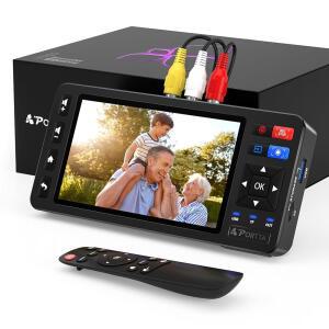 [미국배송] 5인치 HD 화면을 갖춘 PORTTA VD20P VHS-디지털 변환기 비디오 캡처 레코더를 VHS VCR DVR DVD HI8 MINI DV 캠코더 레트로 콘솔(테이프 플레이어 제외)과 호환되는 MP4로 변환합니다